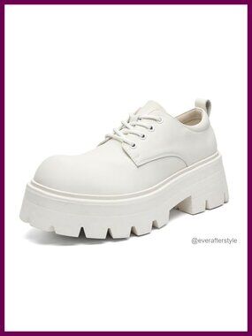 Men's Faux Leather Lace Up Round Toe Platform Oxfords Shoes